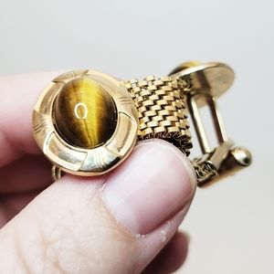 70s Disco Tigers Eye Mesh Wrap Around Cufflinks
